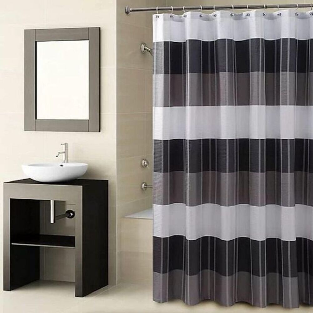 Croscill‎ Fairfax Fabric Shower Curtain Black/Gray 72" X & 72" NEW!